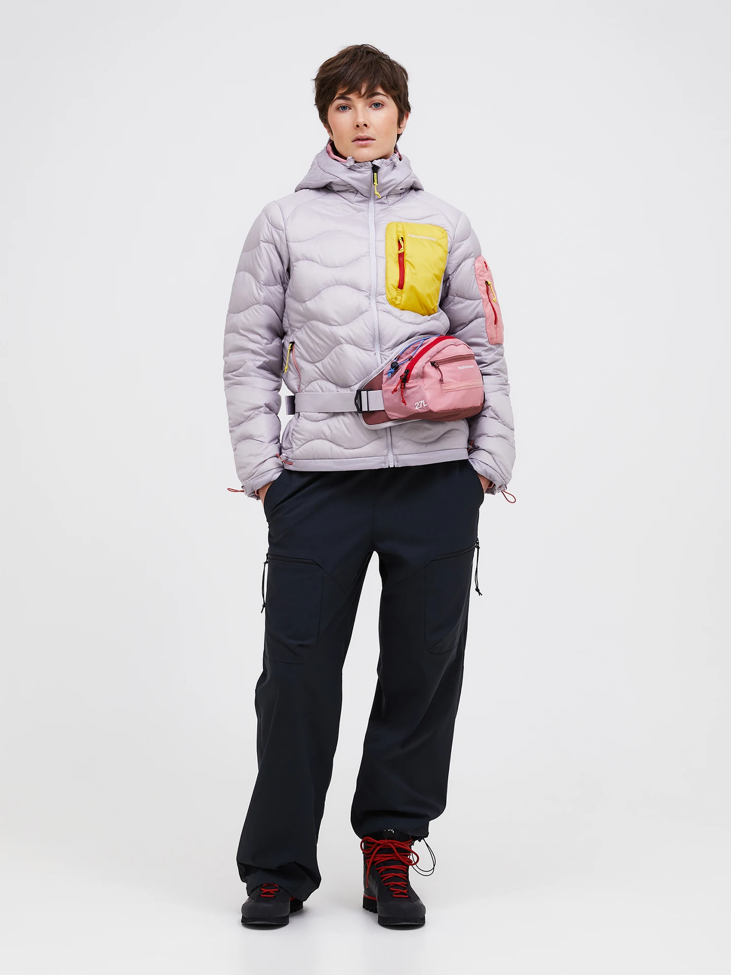 HELIUM UTILITY DOWN HOOD JACKET WOMEN RED POMPEIAN (5DM) / WARM BLUSH (5BH)